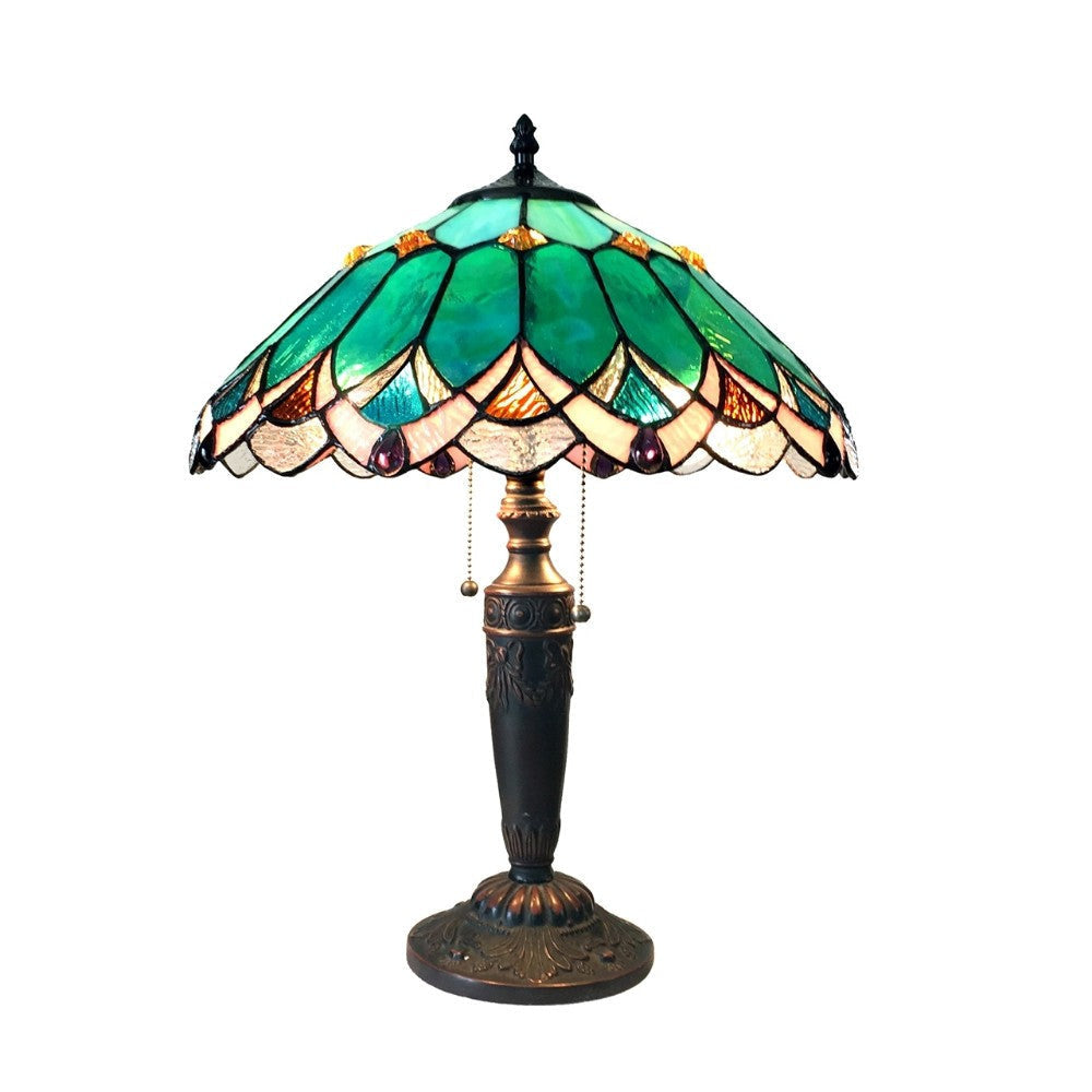 DEMETER Tiffany-style 2 Light Table Lamp 16" Shade