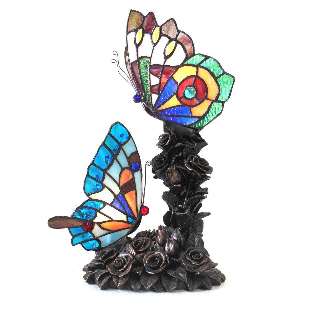 CHLOE Lighting EDITH 2 Tiffany-style 2 Light Butterfly Table Lamp 10" Wide