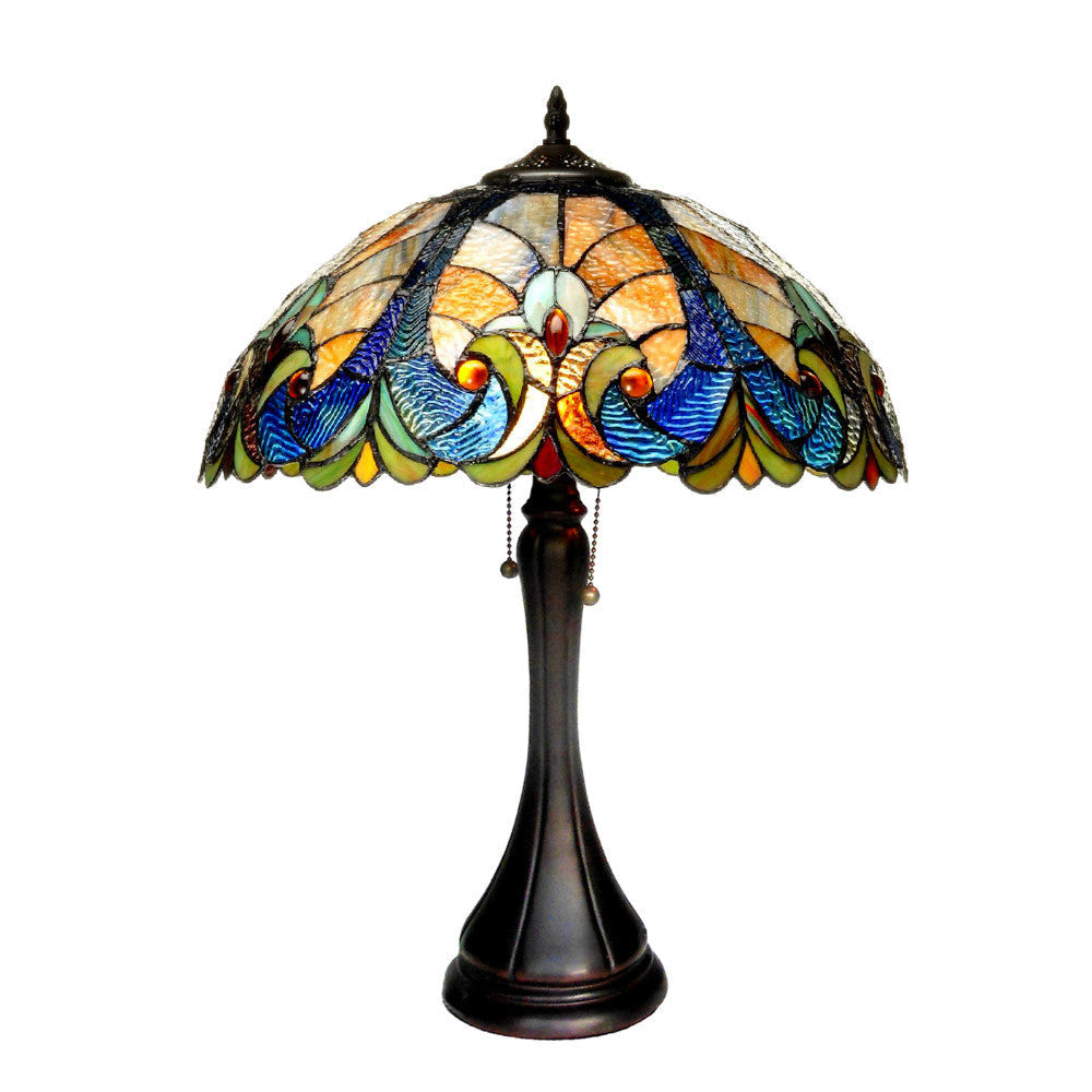 200 Watt Tiffany Style Glass Table Lamp, Multicolor