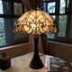 Handcrafted Tiffany Style Table Lamp with Pull Chain, Multicolor