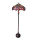 3 Light Engraved Metal Floor Lamp with Tiffany Glass Shade, Multicolor