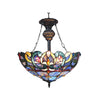 Two Light  Inverted Ceiling Pendant with Geometric Patterns, Multicolor