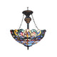 Two Light  Inverted Ceiling Pendant with Geometric Patterns, Multicolor