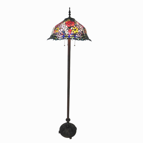 CHLOE Lighting CARRELL Tiffany-style 3 Light Roses Floor Lamp 20" Shade