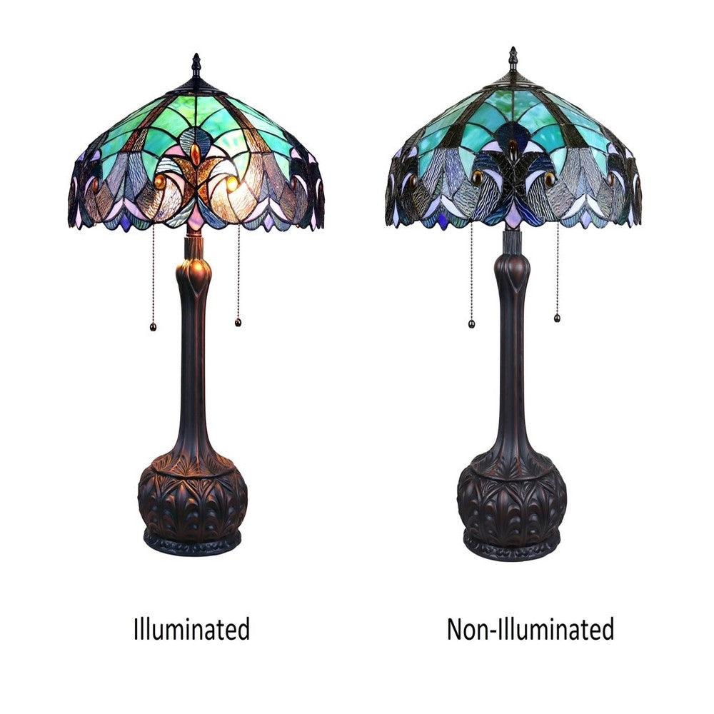 CHLOE Lighting LIAISON Tiffany-Style Antique Dark Bronze 2-Light Victorian Table Lamp 18" Shade