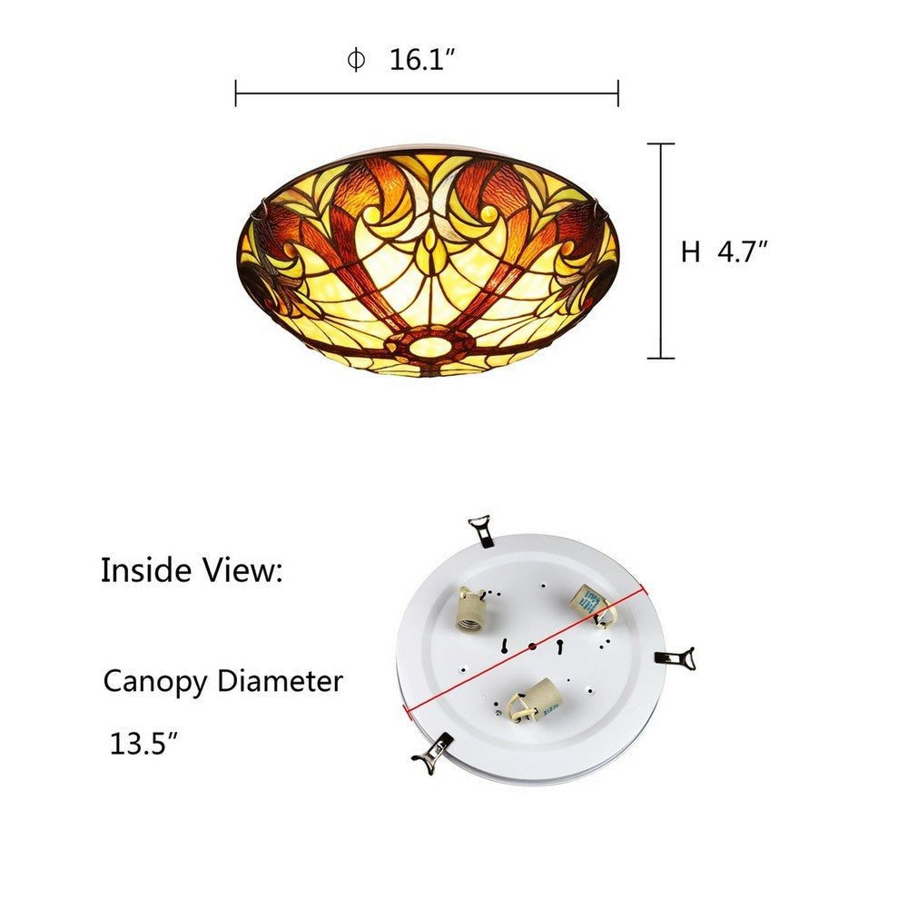 CHLOE Lighting LIAISON Victorian-Style 3-Light Antique Dark Bronze Finish Ceiling Flush-Mount 16’’ Wide CHL-CH18780VI16-CF3