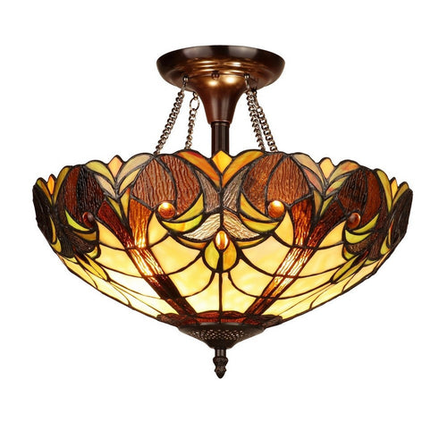 CHLOE Lighting LIAISON Victorian-Style 2-Light Antique Dark Bronze Finish Ceiling Semi-Flush Mount 16" Wide