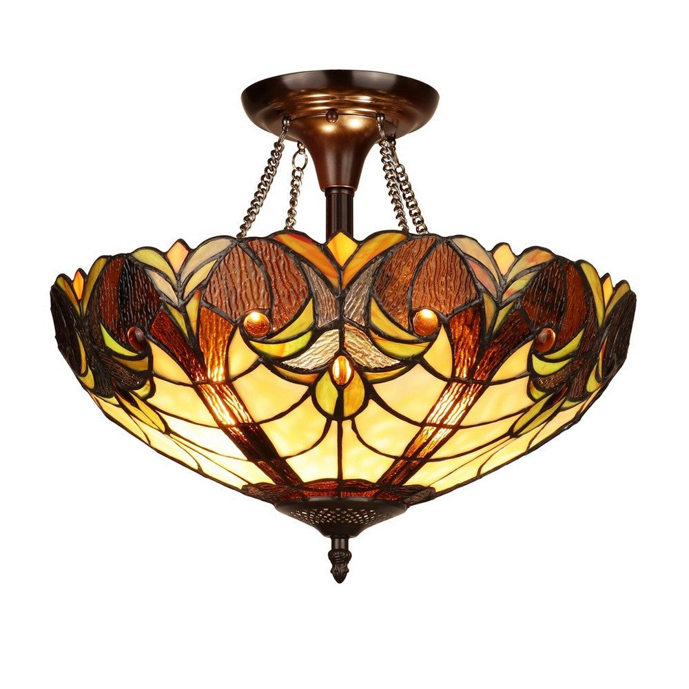 CHLOE Lighting LIAISON Victorian-Style 2-Light Antique Dark Bronze Finish Ceiling Semi-Flush Mount 16" Wide