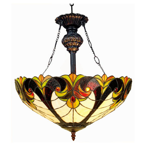 LIAISON Tiffany-style 2 Light Victorian Inverted Ceiling Pendant 18" Shade