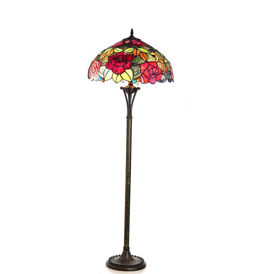 CHLOE Lighting PEGGY Tiffany-style 2 Light Roses Floor Lamp 18" Shade