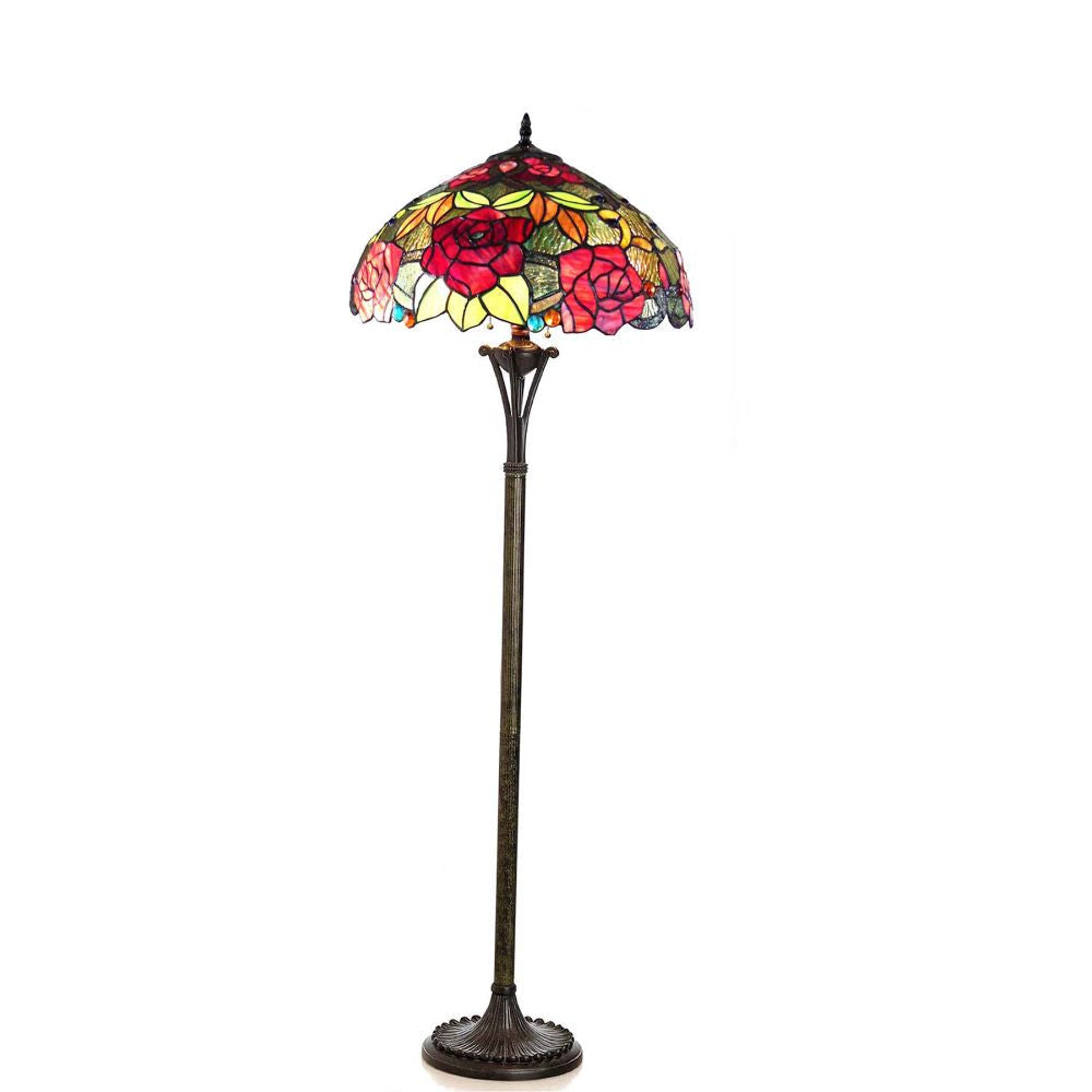 CHLOE Lighting PEGGY Tiffany-style 2 Light Roses Floor Lamp 18" Shade