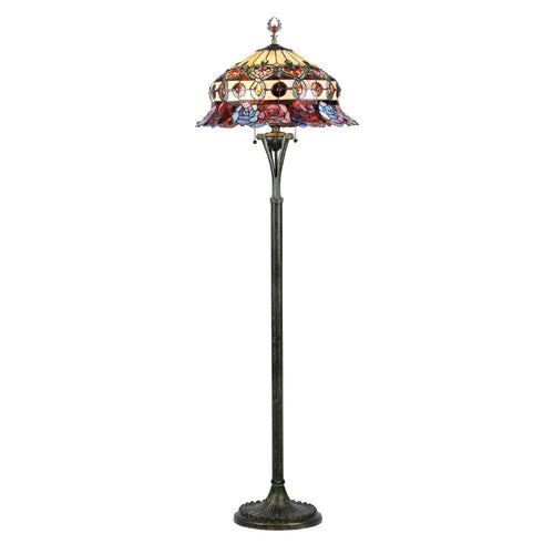 CHLOE Lighting 3 Light Tiffany-style Roses Scalloped Floor Lamp 20" Shade