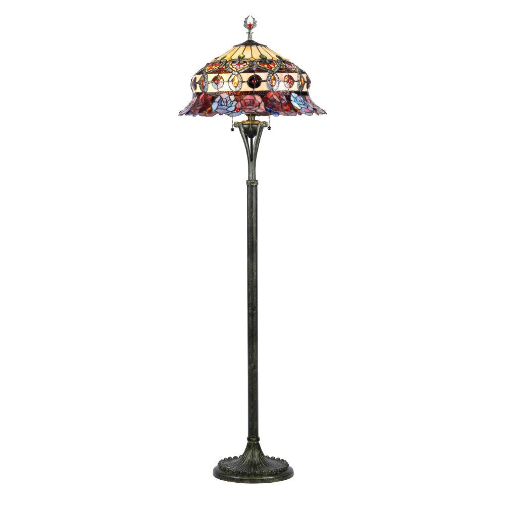 CHLOE Lighting 3 Light Tiffany-style Roses Scalloped Floor Lamp 20" Shade