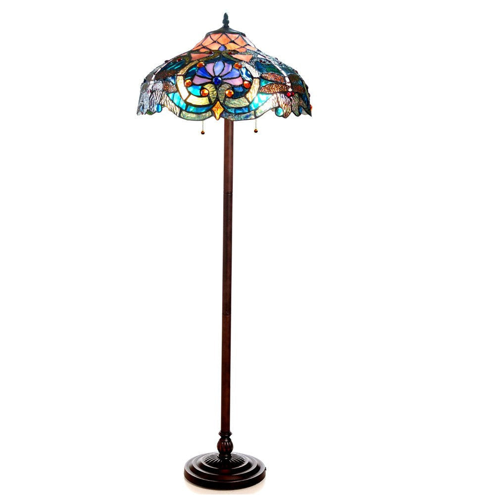 CHLOE Lighting LYDIA Tiffany-style 2 Light Victorian Floor Lamp 17" Shade