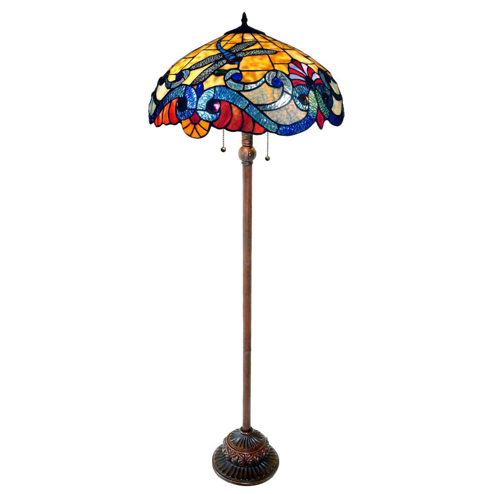 CHLOE Lighting 2 Light Tiffany-style Dragonfly Floor Lamp 18" Shade