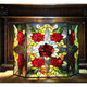 Chloe Lighting Canna Tiffany-Style 3Pcs Folding Floral Stained Glass Fireplace Screen 40’’ Width CHL-CH1F033RF40-GFS