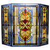 3 Panel Victorian Design Folding Fireplace Screen, Multicolor