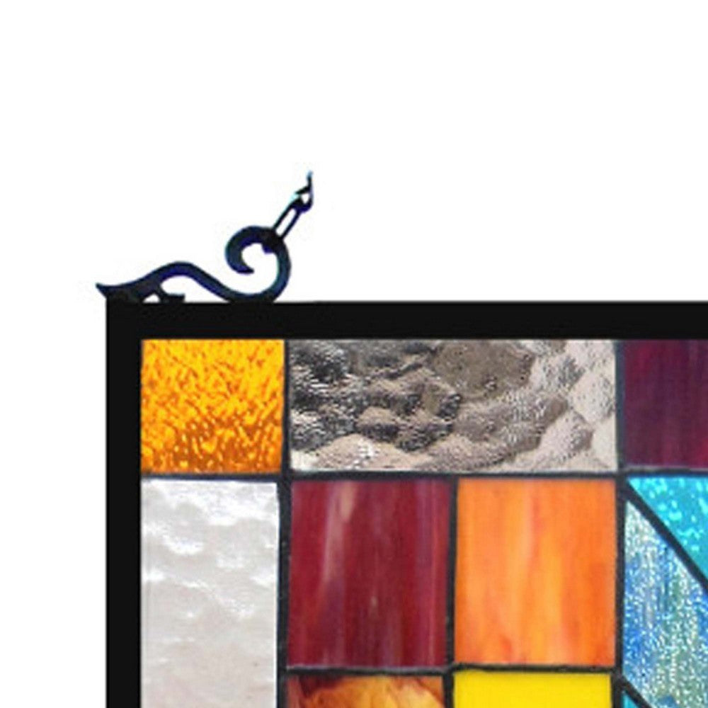 CHLOE Lighting TATE Tiffany-glass Mosaic Design Window Panel 16x26 CHL-CH1P025AM26-GPN