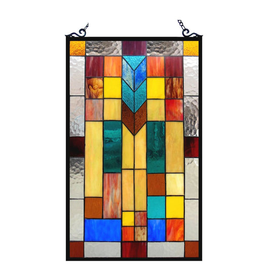 CHLOE Lighting TATE Tiffany-glass Mosaic Design Window Panel 16x26