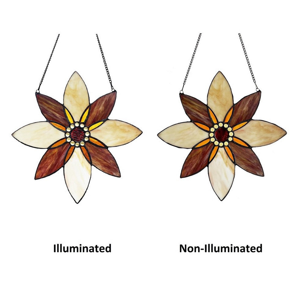 CHLOE Lighting VIOLA Floral-Style Black Finish Stained Glass Window Panel 13’’ Tall CHL-CH1P067SF13-FLW
