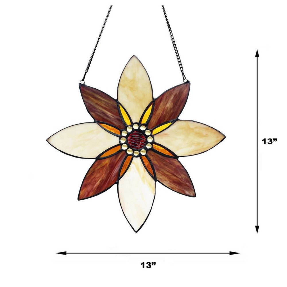 CHLOE Lighting VIOLA Floral-Style Black Finish Stained Glass Window Panel 13’’ Tall CHL-CH1P067SF13-FLW