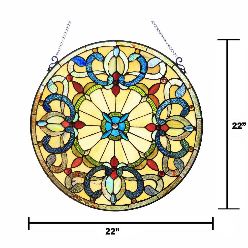 Chloe Lighting Frances Tiffany-Style Victorian Stained-Glass Window Panel 22’’ Height CHL-CH1P095AV22-GPN