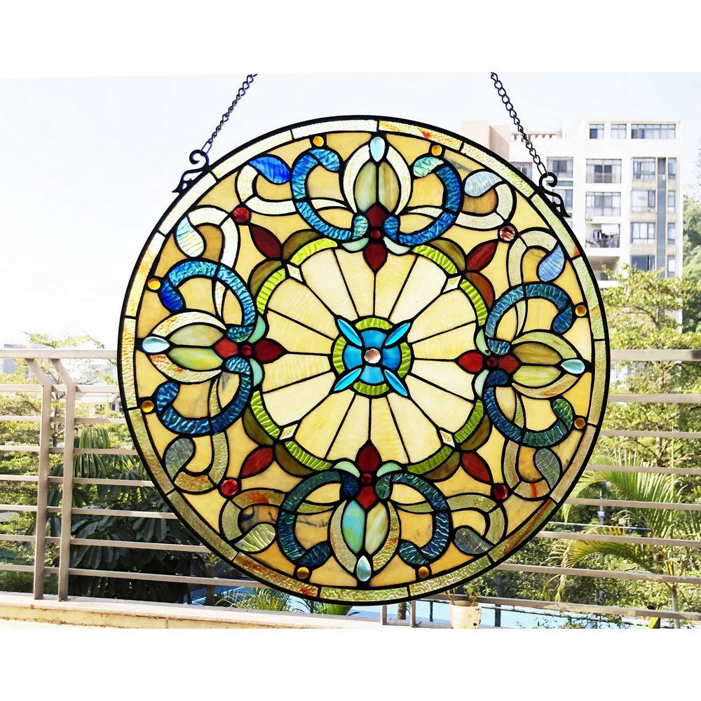 Chloe Lighting Frances Tiffany-Style Victorian Stained-Glass Window Panel 22’’ Height CHL-CH1P095AV22-GPN