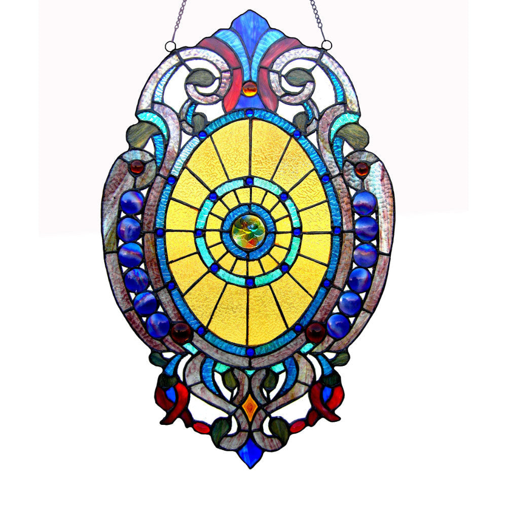CHLOE Lighting WEBSTER Tiffany-glass Victorian Window Panel 15x23