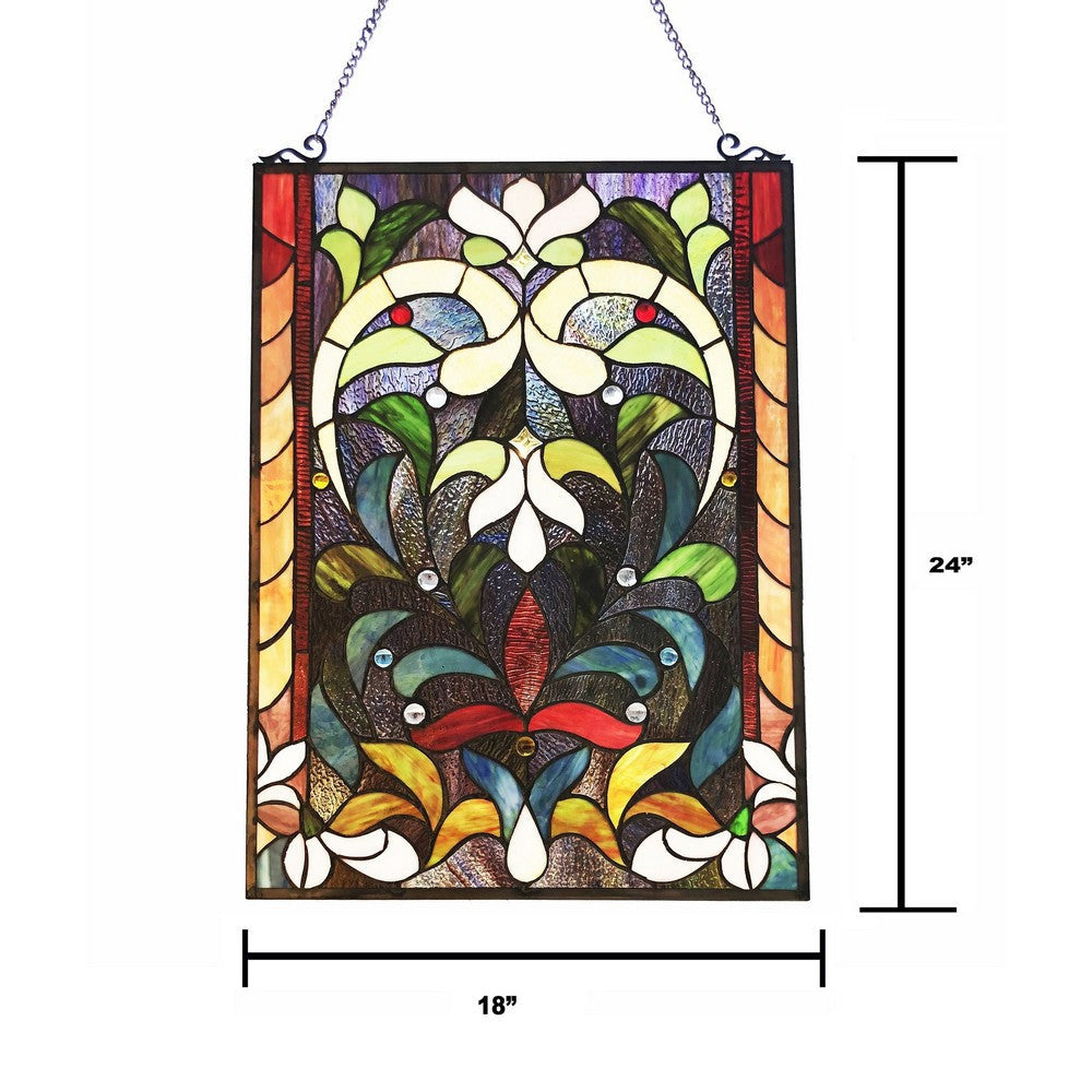 Chloe Lighting Audrina Tiffany-Style Victorian Stained-Glass Window Panel 24’’ Height CHL-CH1P114GF24-GPN