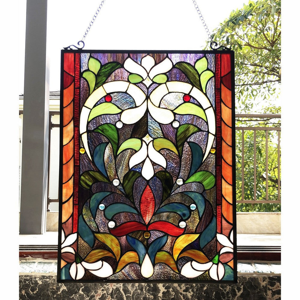Chloe Lighting Audrina Tiffany-Style Victorian Stained-Glass Window Panel 24’’ Height CHL-CH1P114GF24-GPN