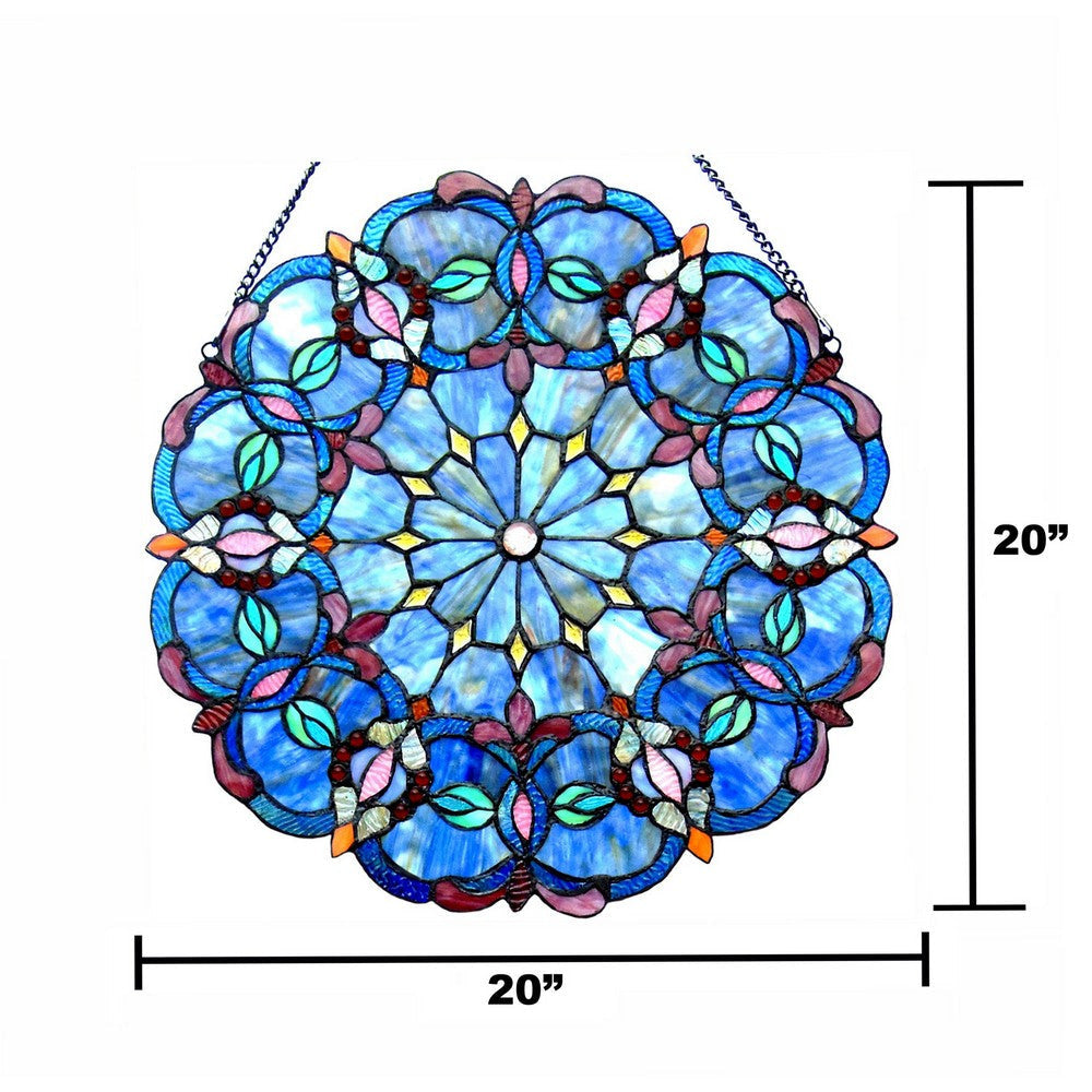 Chloe Lighting Alisa Tiffany-Style Victorian Stained-Glass Window Panel 20’’ Height CHL-CH1P115BV20-GPN