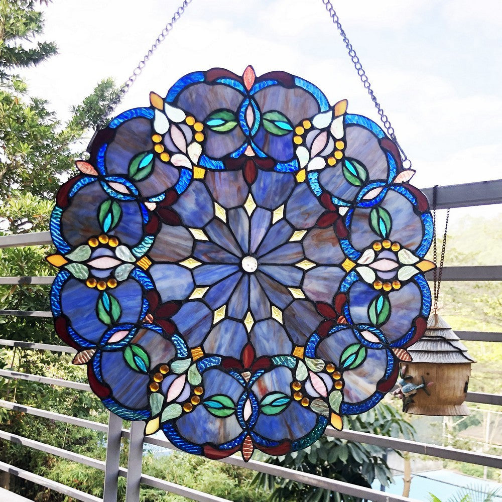 Chloe Lighting Alisa Tiffany-Style Victorian Stained-Glass Window Panel 20’’ Height CHL-CH1P115BV20-GPN