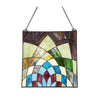 CHLOE Lighting KALEIDOSCOPE Geometric-Style Black Finish Stained Glass Window Panel 16’’ Tall CHL-CH1P121GG16-SQR