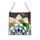 CHLOE Lighting KALEIDOSCOPE Geometric-Style Black Finish Stained Glass Window Panel 16’’ Tall CHL-CH1P121GG16-SQR