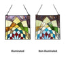 CHLOE Lighting KALEIDOSCOPE Geometric-Style Black Finish Stained Glass Window Panel 16’’ Tall CHL-CH1P121GG16-SQR