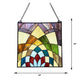 CHLOE Lighting KALEIDOSCOPE Geometric-Style Black Finish Stained Glass Window Panel 16’’ Tall CHL-CH1P121GG16-SQR
