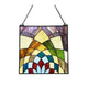 CHLOE Lighting KALEIDOSCOPE Geometric-Style Black Finish Stained Glass Window Panel 16" Tall