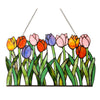 18 Inch Glass Window Panel with Tulip Design, Multicolor
