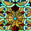 28 Inches Rectangular Scrolled Tiffany Glass Window Panel Multicolor CHL-CH1P143AV28-GPN