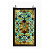 28 Inches Rectangular Scrolled Tiffany Glass Window Panel, Multicolor