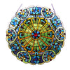 23 Inch Tiffany Style Round Glass Window Screen, Multicolor