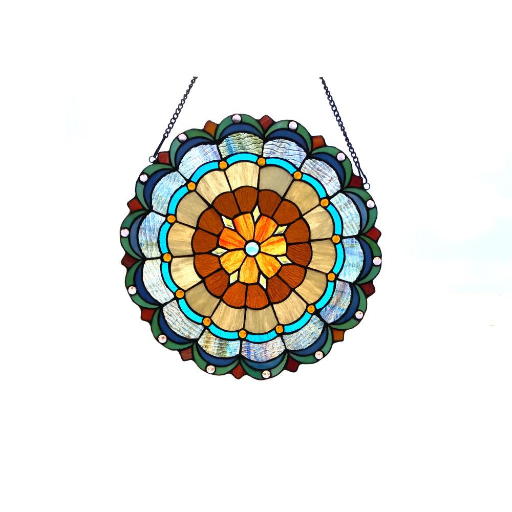Lighting MINERVA Tiffany-glass Circus Tent 18" Round Window Panel