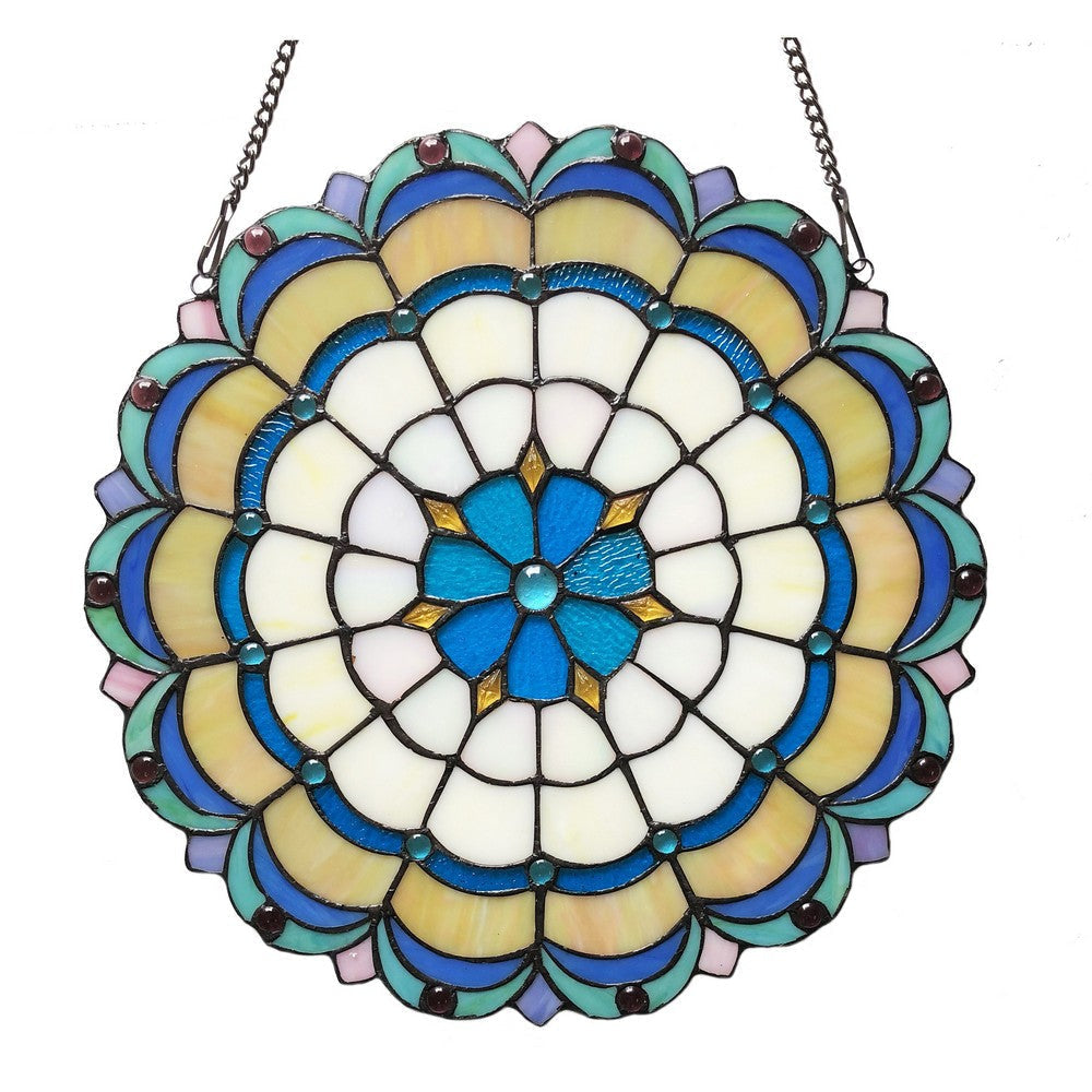 Lighting DAKOTA Victorian Tiffany-glass Window Panel 18’’ Wide CHL-CH1P162BV18-GPN