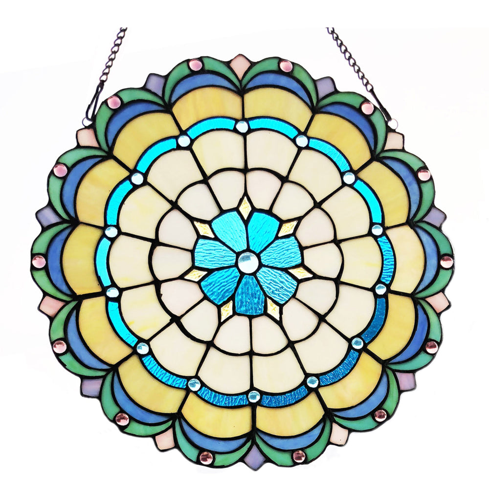 Lighting DAKOTA Victorian Tiffany-glass Window Panel 18" Wide