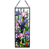 CHLOE Lighting SORORIA Tiffany-glass Iris Design Window Panel 11.5x31.5
