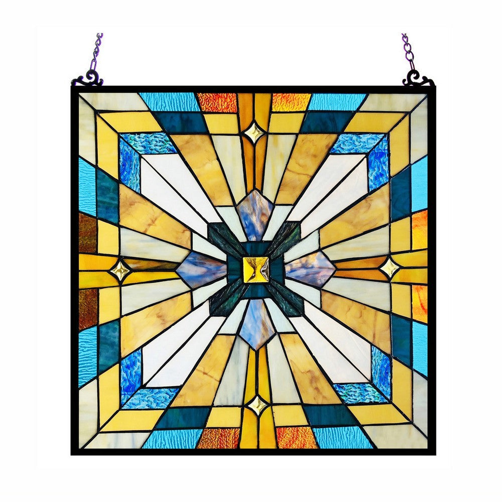 Chloe Lighting Antoinette Tiffany-Style Mission Stained Glass Window Panel 20" Height