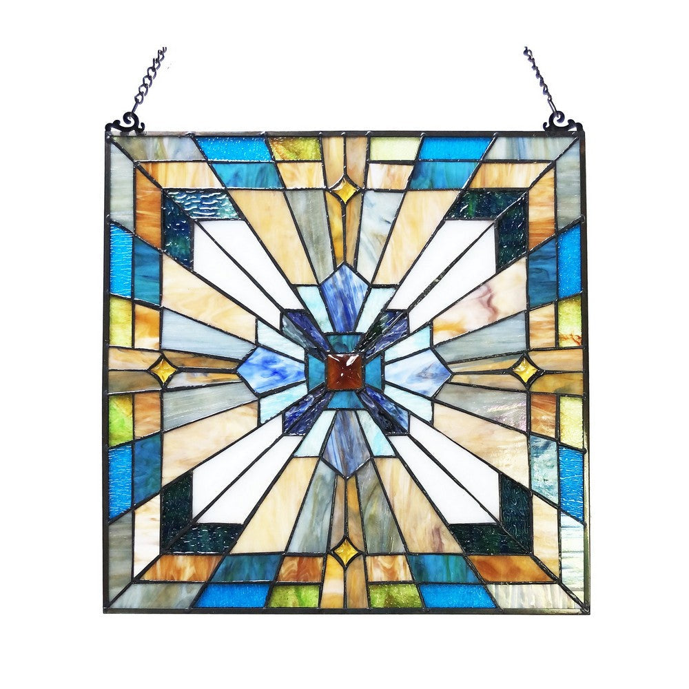 Chloe Lighting Antoinette Tiffany-Style Mission Stained Glass Window Panel 20’’ Height CHL-CH1P167BM20-GPN