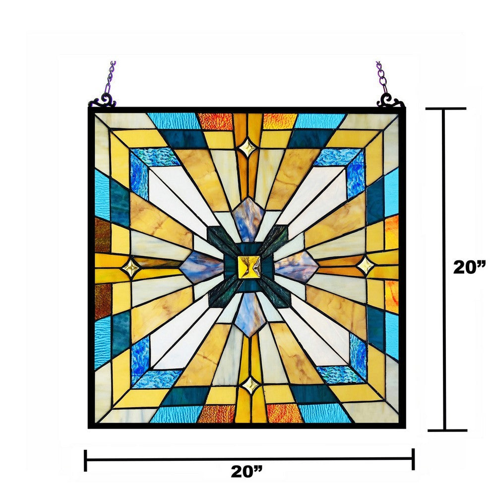 Chloe Lighting Antoinette Tiffany-Style Mission Stained Glass Window Panel 20’’ Height CHL-CH1P167BM20-GPN