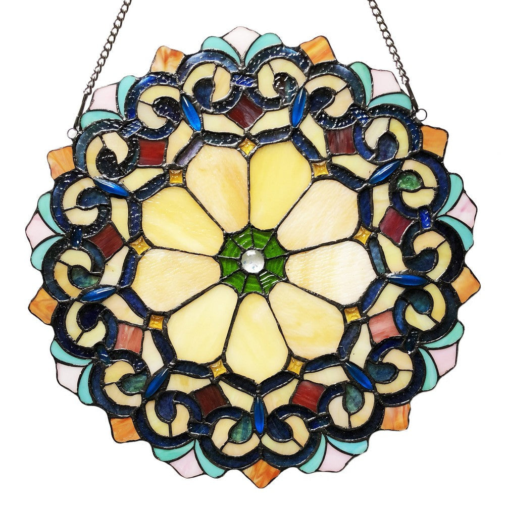 Lighting AYLA Victorian Tiffany-glass Window Panel 18’’ Wide CHL-CH1P180RV18-GPN