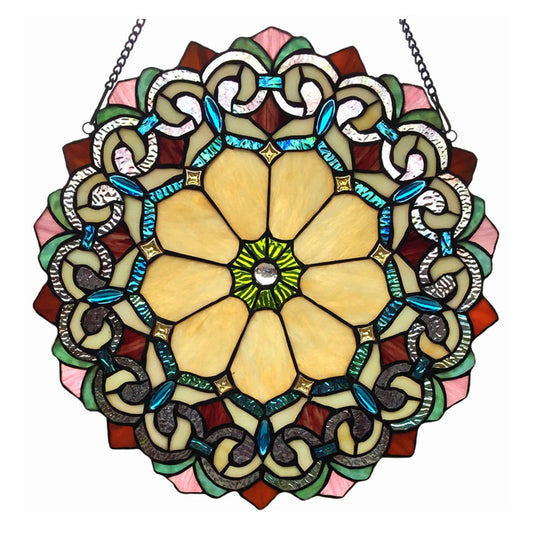 Lighting AYLA Victorian Tiffany-glass Window Panel 18" Wide